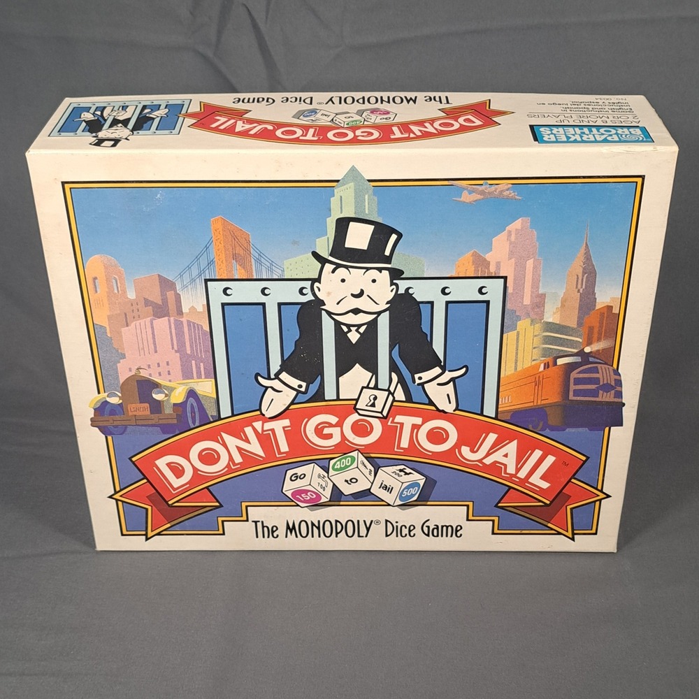 VTG 1991 Parker Brothers‎ Don't Go To Jail Monopoly Dice Game Retro Family Fun